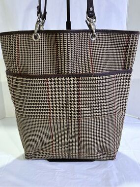 Ralph Lauren Beige and Brown Houndstooth Tote
